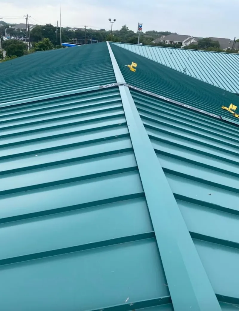 Green commercial metal roof ridge and valley for Metal Roof Repair in Winters